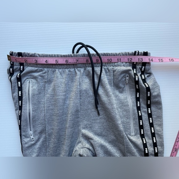 PINK Grey w/black pinstripe Legging/Joggers, Zipper Pockets & Ankle, Size Small - Picture 3 of 11